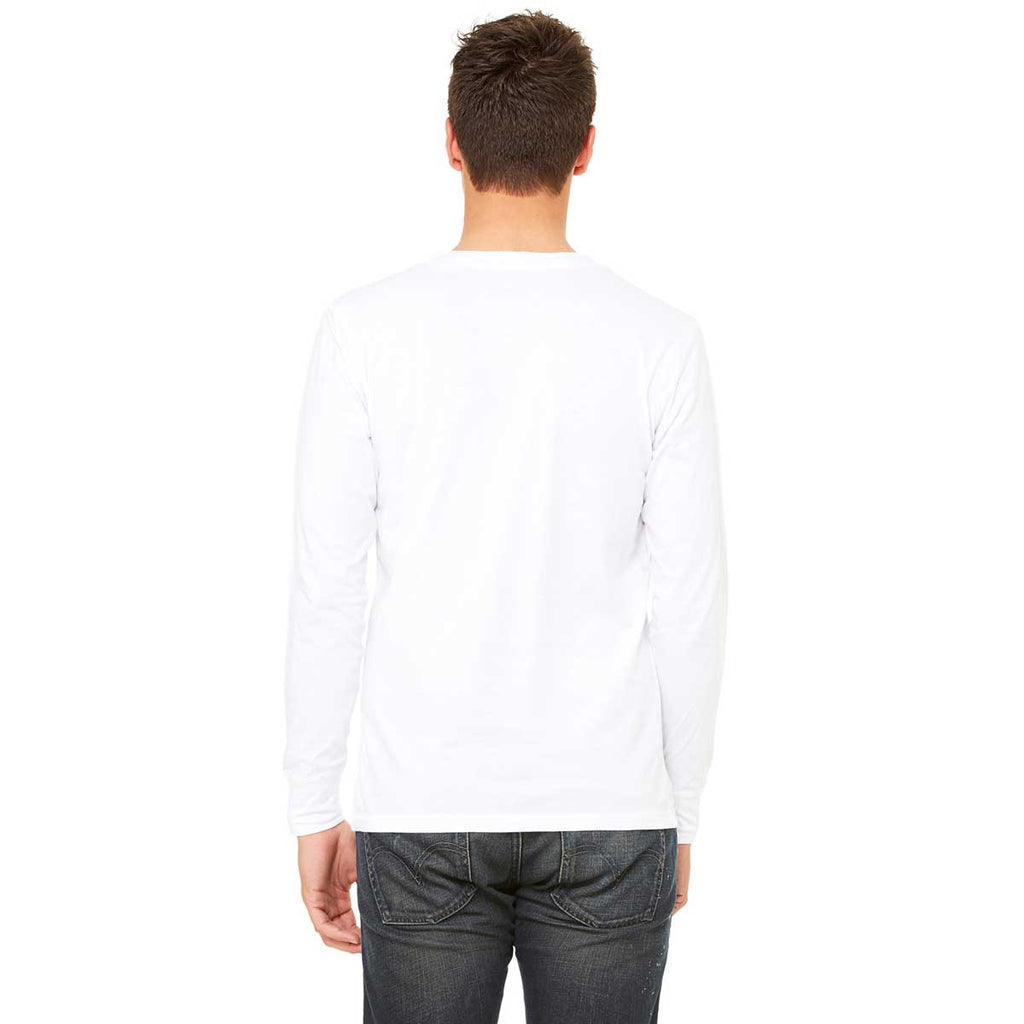 Bella + Canvas Men's White Jersey Long-Sleeve Henley