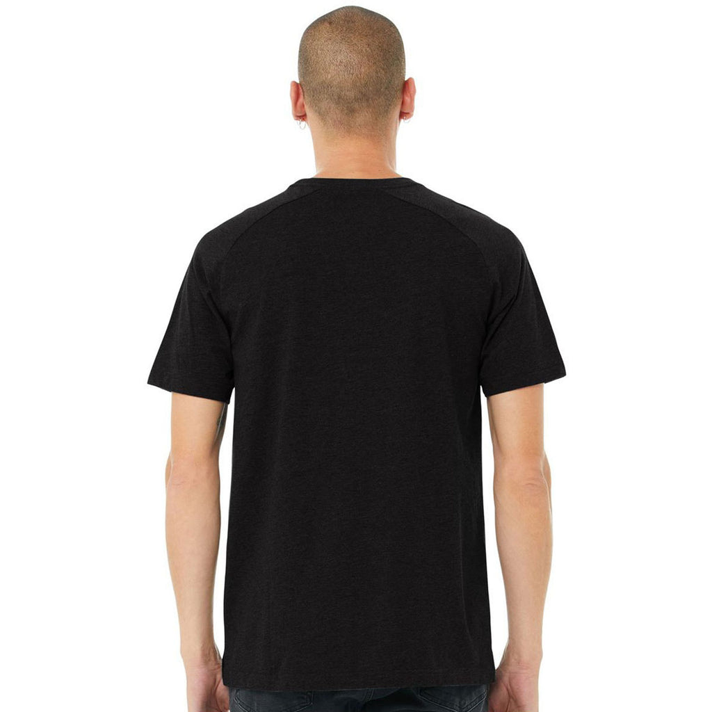 Bella + Canvas Men's Black Heather Heather CVC Raglan Tee