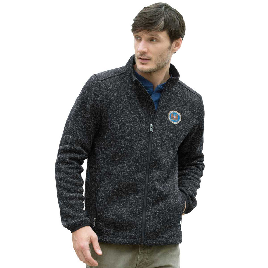 Vantage Men's Black Heather Summit Sweater-Fleece Jacket