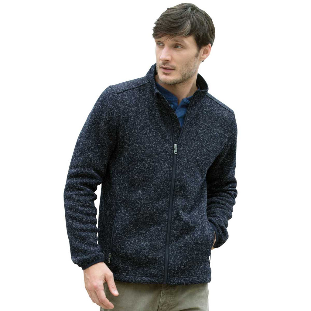 Vantage Men's Navy Heather Summit Sweater-Fleece Jacket