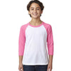 Next Level Youth Hot Pink/White CVC 3/4-Sleeve Raglan Tee