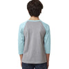 Next Level Youth Ice Blue/Dark Heather Grey CVC 3/4-Sleeve Raglan Tee