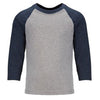 Next Level Youth Mid Navy/Dark Heather Grey CVC 3/4-Sleeve Raglan Tee