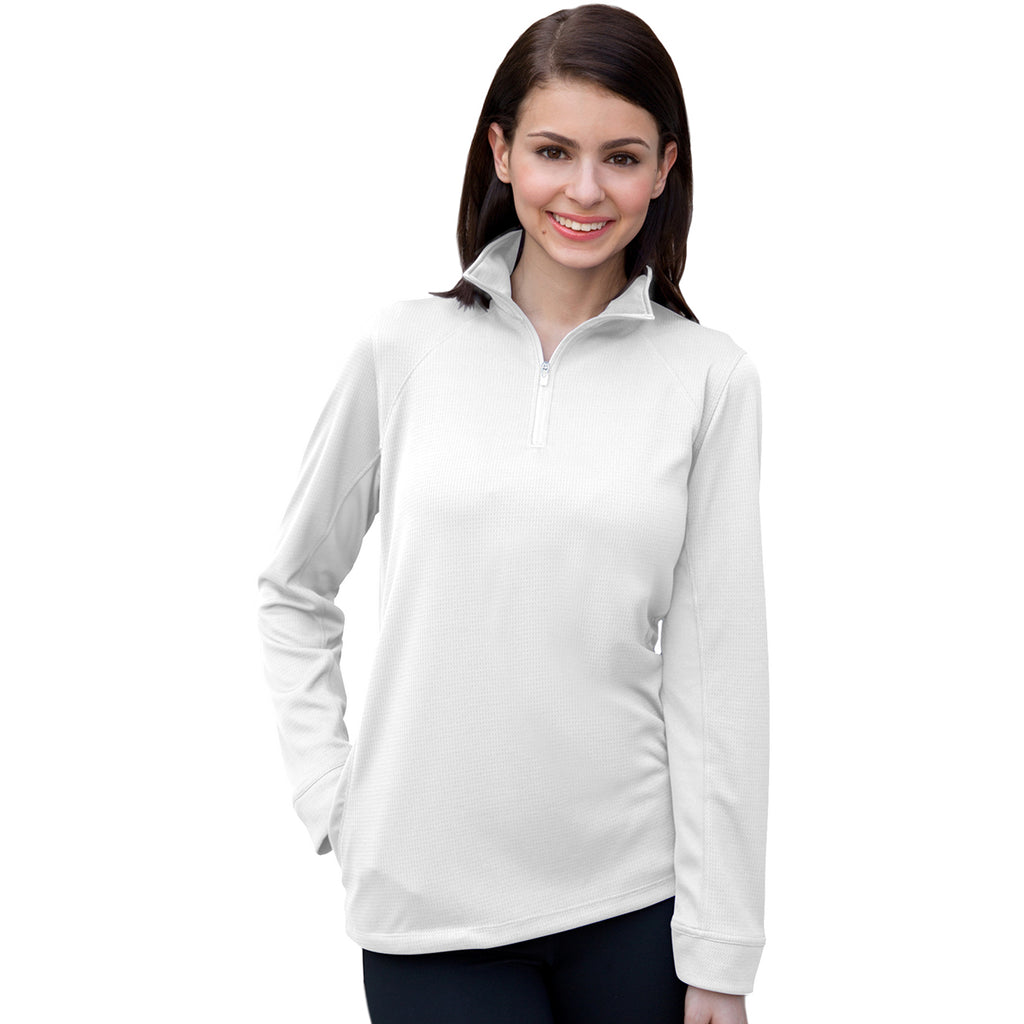 Vansport Women's White Mesh 1/4-Zip Tech Pullover