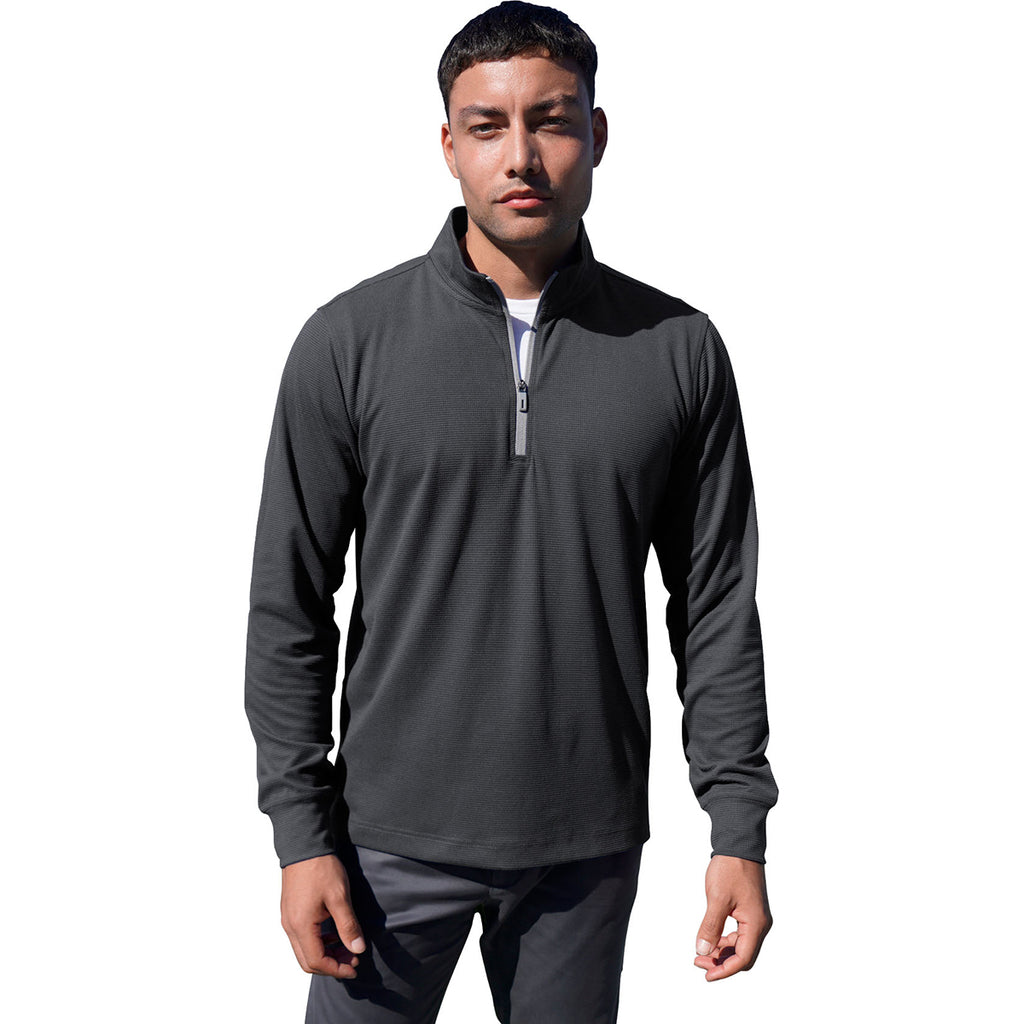 Vantage Men's Dark Grey Grid Quarter Zip Pullover