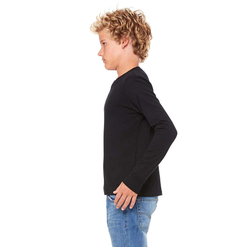 Bella + Canvas Youth Black Jersey Long-Sleeve T-Shirt