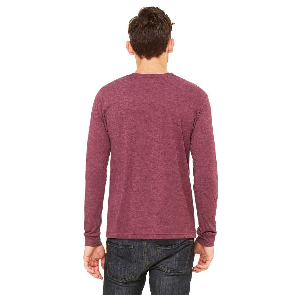 Bella + Canvas Men's Maroon Triblend Jersey Long-Sleeve T-Shirt