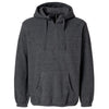 Burnside Men's Heather Charcoal Polar Fleece Quarter-Zip Hooded Pullover