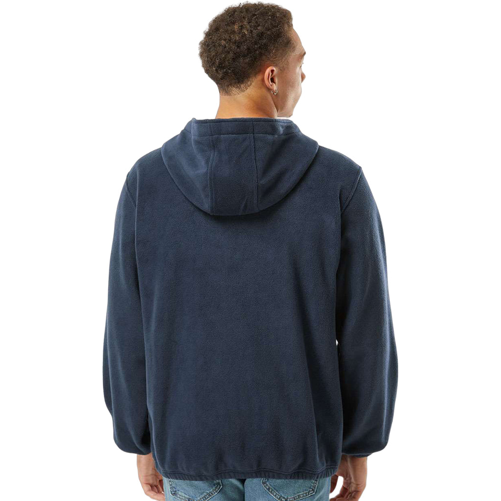 Burnside Men's Navy Polar Fleece Quarter-Zip Hooded Pullover