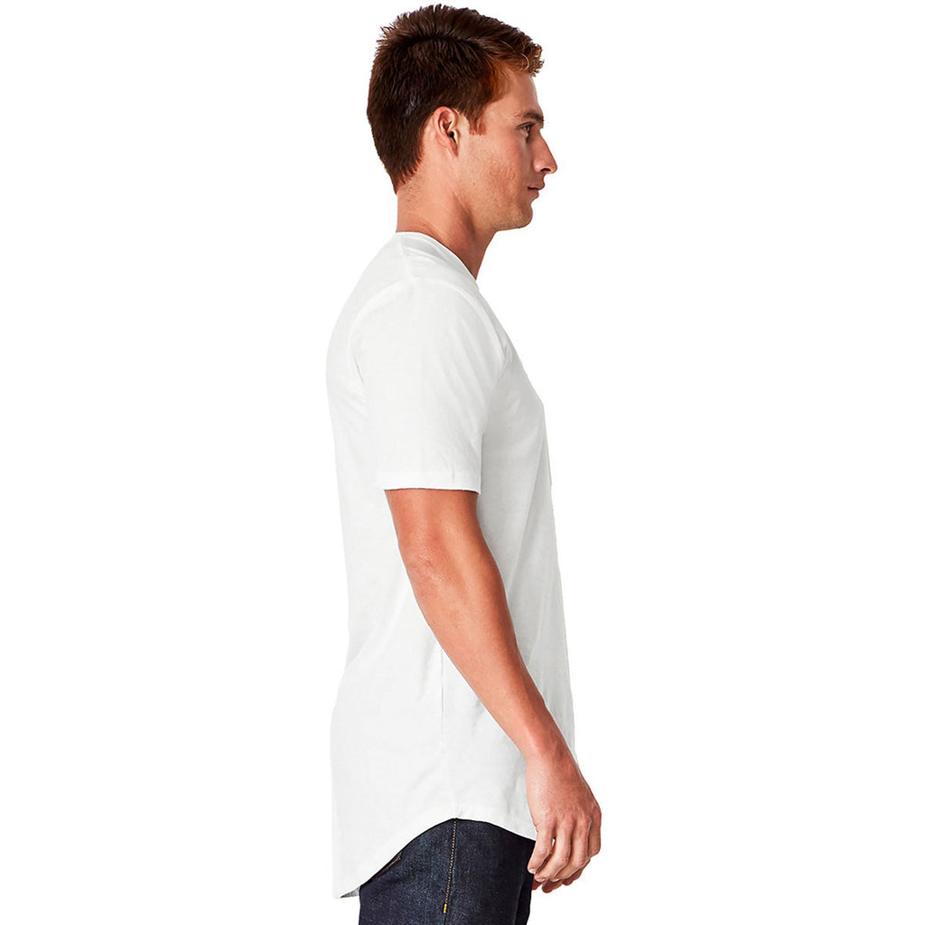 Next Level Men's White Cotton Long Body Crew