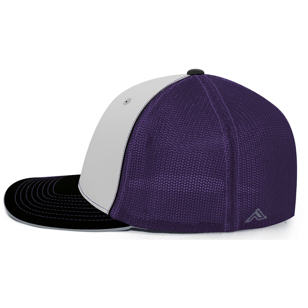 Pacific Headwear White/Purple/Black Universal Fitted Trucker Mesh Cap