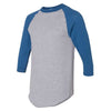 Augusta Sportswear Men's Athletic Heather/Royal Three-Quarter Raglan Sleeve Baseball Jersey