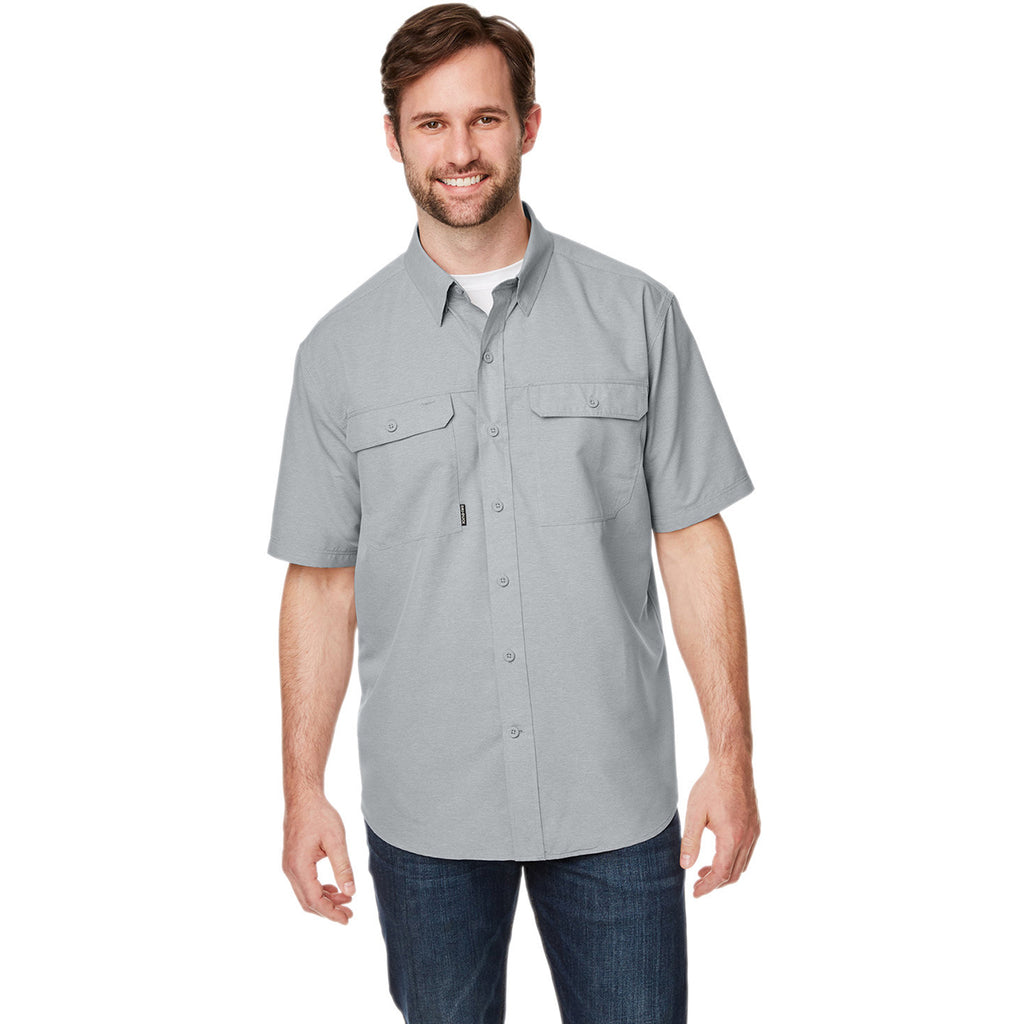 Dri Duck Men's Grey Crossroad Dobby Short-Sleeve Woven Shirt