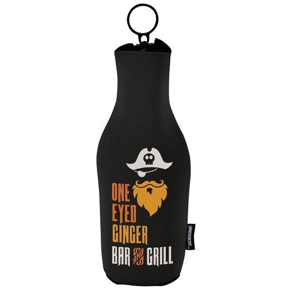 Koozie Black Neoprene Zip-Up Bottle Kooler