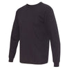 Bayside Men's Black USA-Made 100% Cotton Long Sleeve T-Shirt