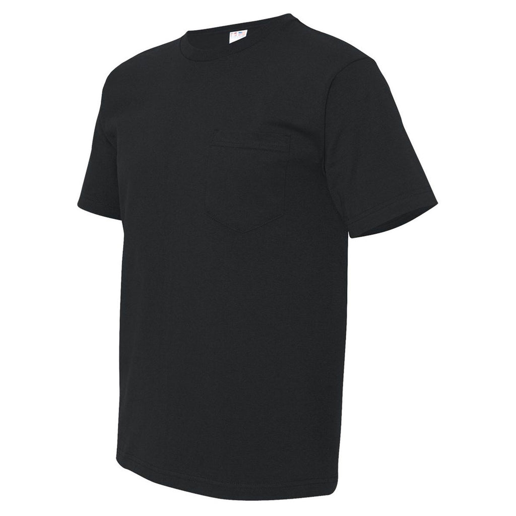 Bayside Men's Black USA-Made Short Sleeve T-Shirt with Pocket