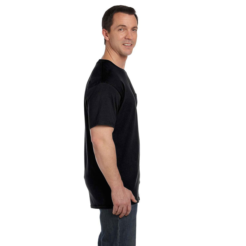 Hanes Men's Black 6.1 oz. Beefy-T with Pocket