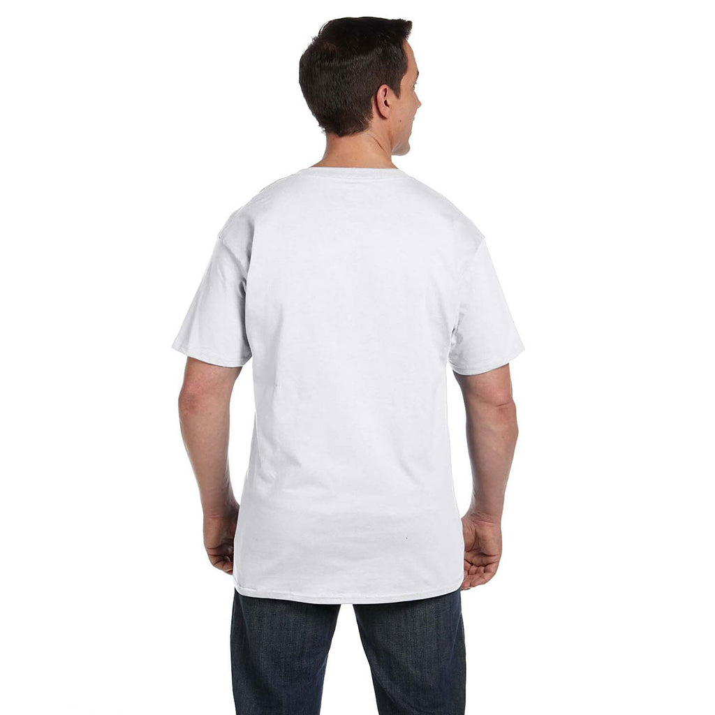 Hanes Men's White 6.1 oz. Beefy-T with Pocket