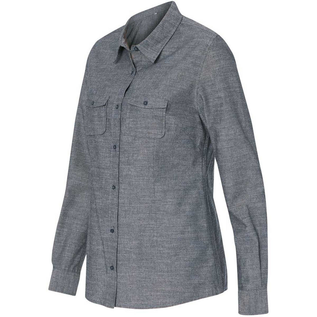 Burnside Women's Dark Denim Long Sleeve Chambray Shirt