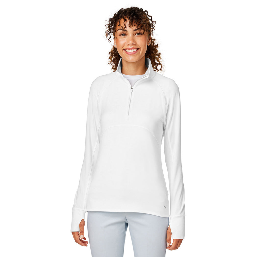 Puma Golf Women's Bright White Gamer Golf 1/4 Zip