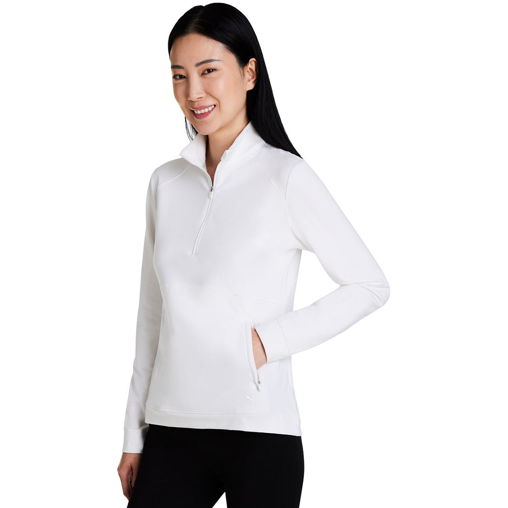 Puma Golf Women's Bright White Cloudspun Rockaway Quarter Zip