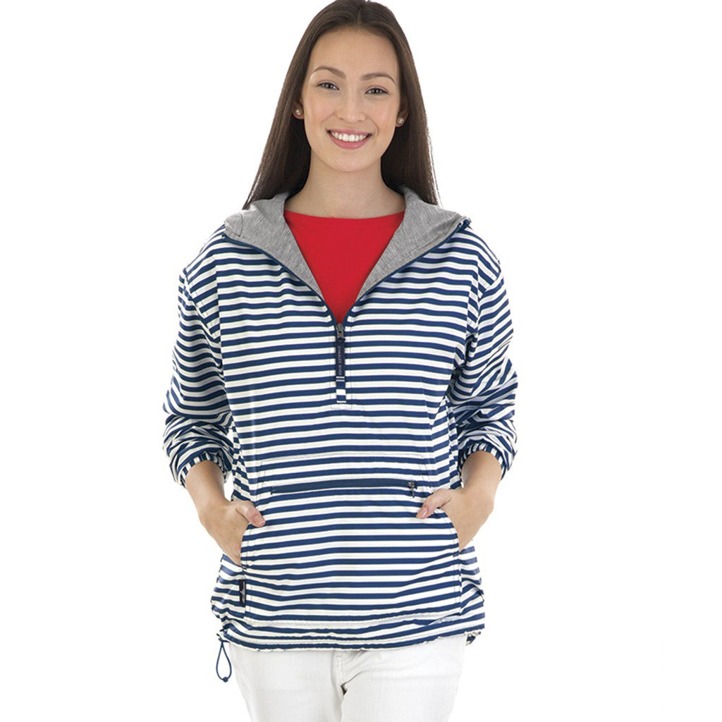 Charles River Women's Navywhite Stripe Chatham Anorak Print Pullover