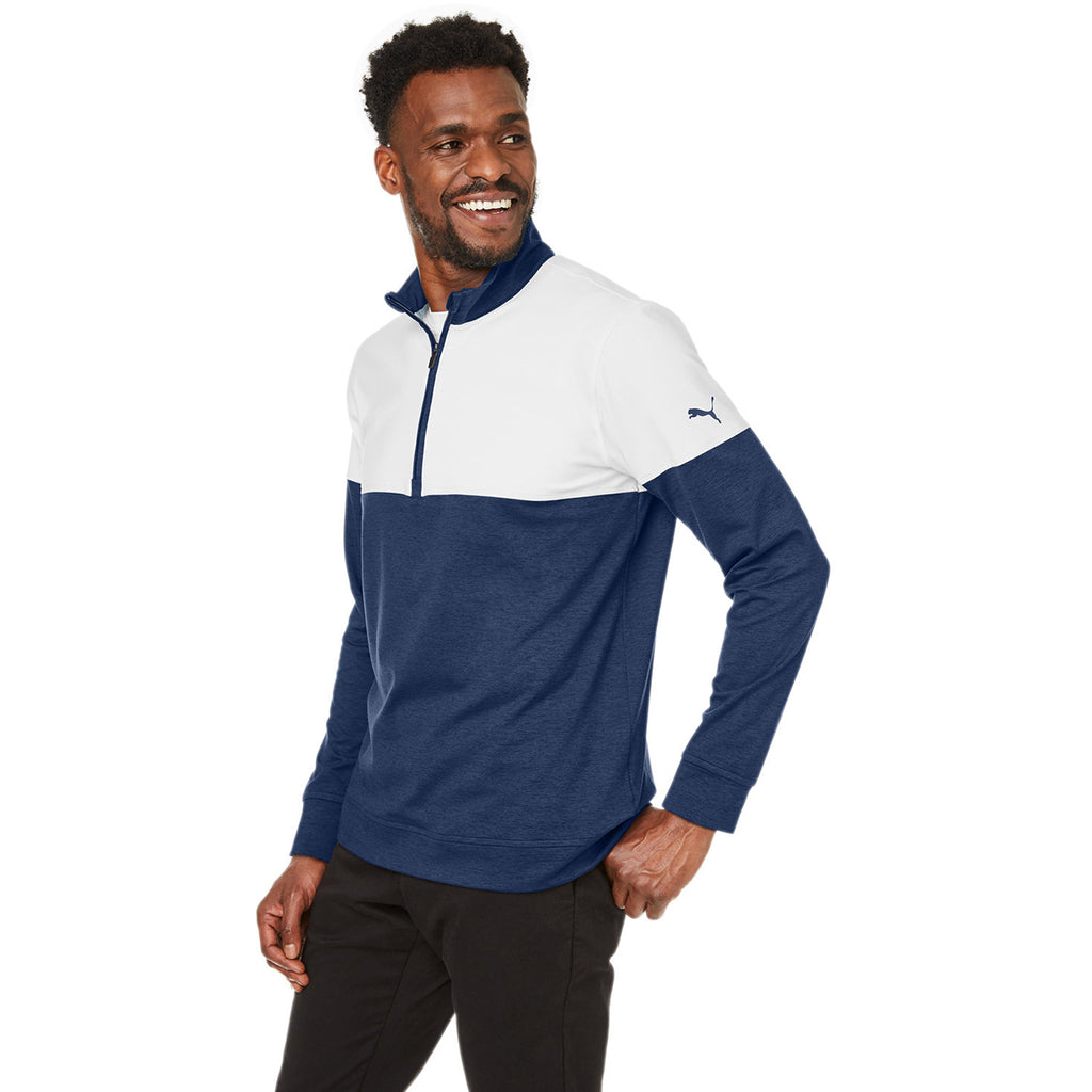 Puma Golf Men's Peacoat/Bright White Cloudspun Warm Up Quarter-Zip