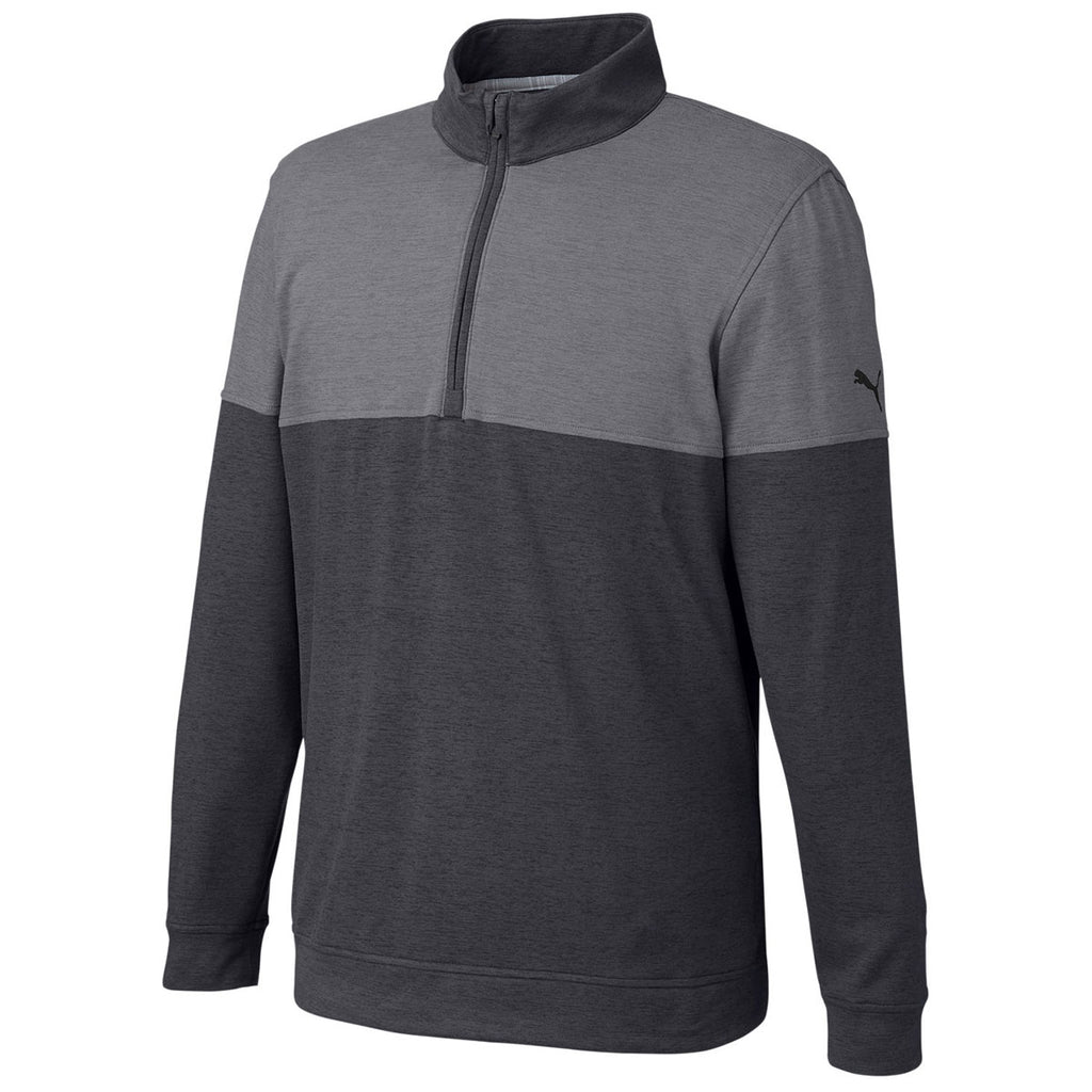 Puma Golf Men's Puma Black/Quiet Shade Cloudspun Warm Up Quarter-Zip