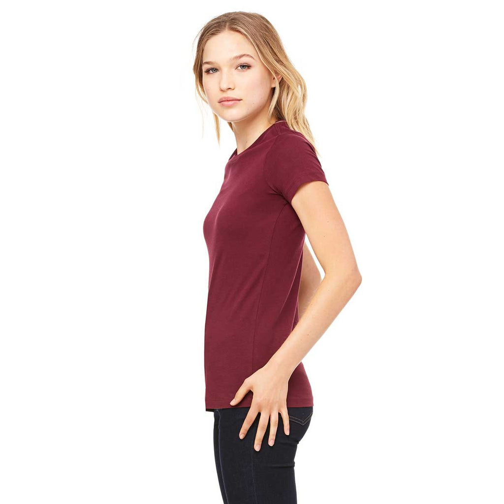 Bella + Canvas Women's Maroon Jersey Short-Sleeve T-Shirt