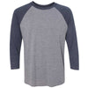 Next Level Unisex Vintage Navy/Premium Heather Triblend 3/4-Sleeve Raglan Tee