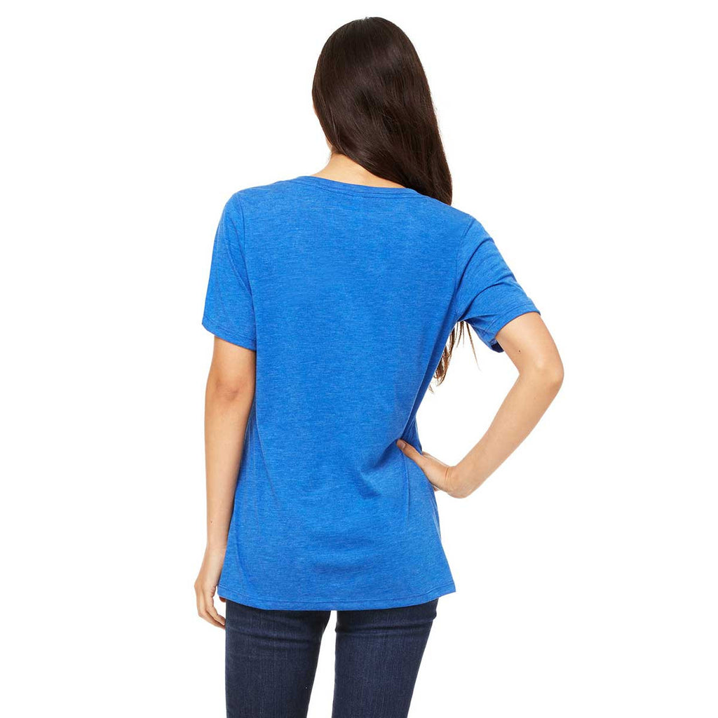 Bella + Canvas Women's True Royal Triblend Relaxed Jersey Short-Sleeve V-Neck T-Shirt