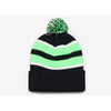 Pacific Headwear Black/Neon Green/White Loose Fit Pom-Pom Beanie