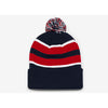 Pacific Headwear Navy/Red/White Loose Fit Pom-Pom Beanie