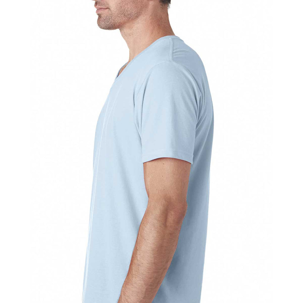 Next Level Men's Light Blue Premium Fitted Sueded V-Neck Tee