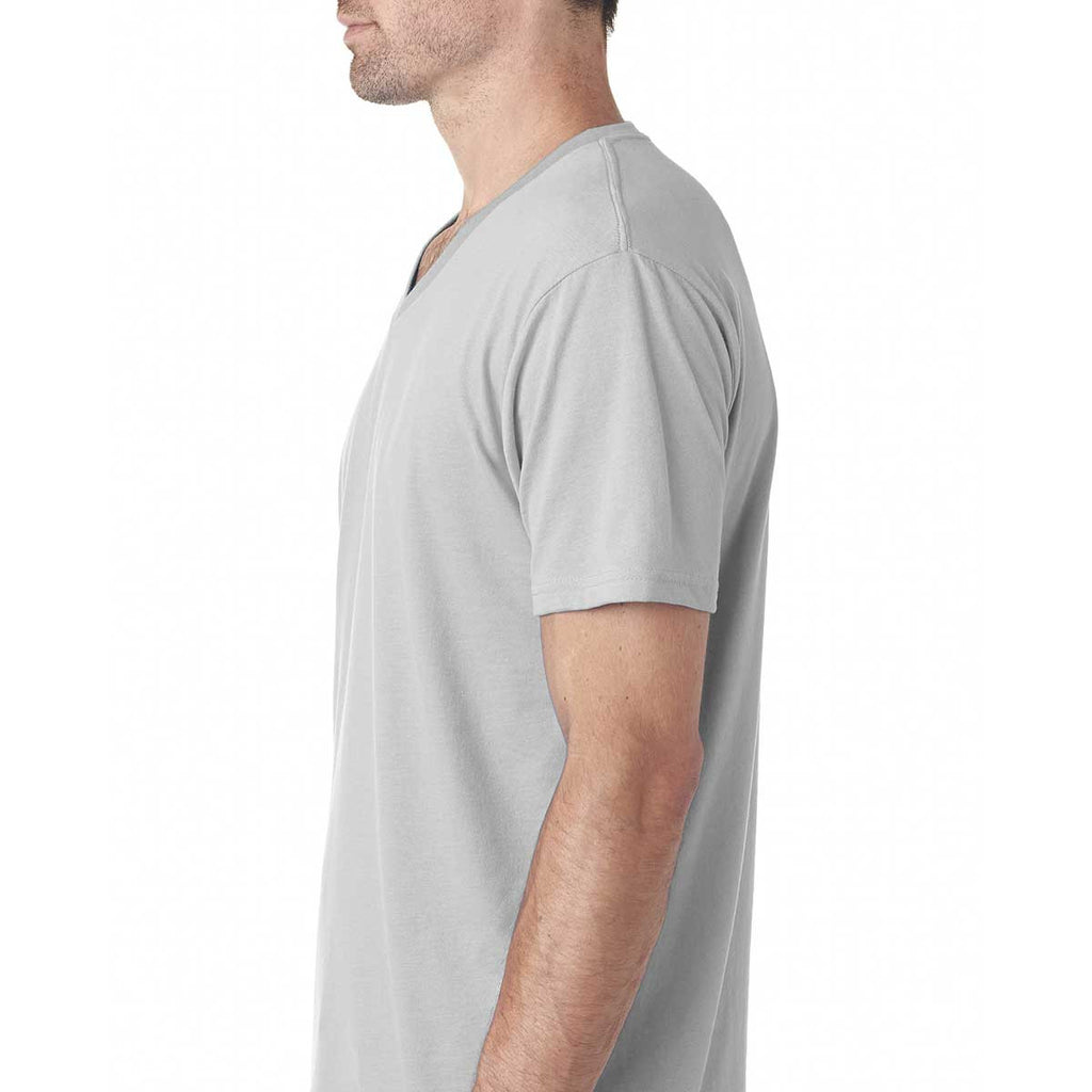 Next Level Men's Light Grey Premium Fitted Sueded V-Neck Tee