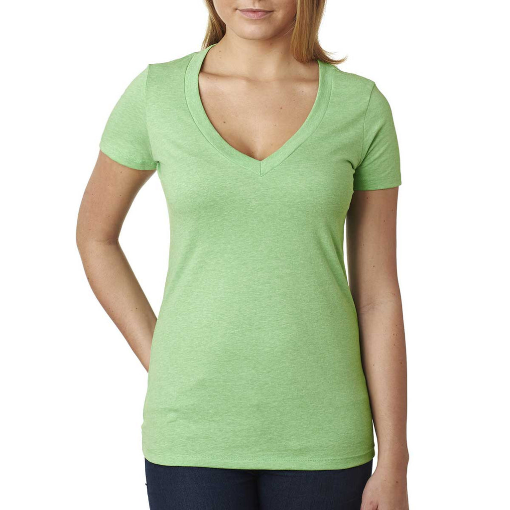 Next Level Women's Apple Green CVC Deep V Tee