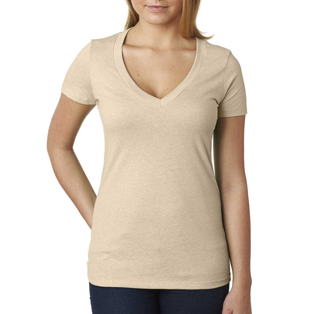 Next Level Women's Cream CVC Deep V Tee