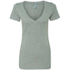 Next Level Women's Dark Heather Grey CVC Deep V Tee