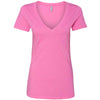 Next Level Women's Hot Pink CVC Deep V Tee