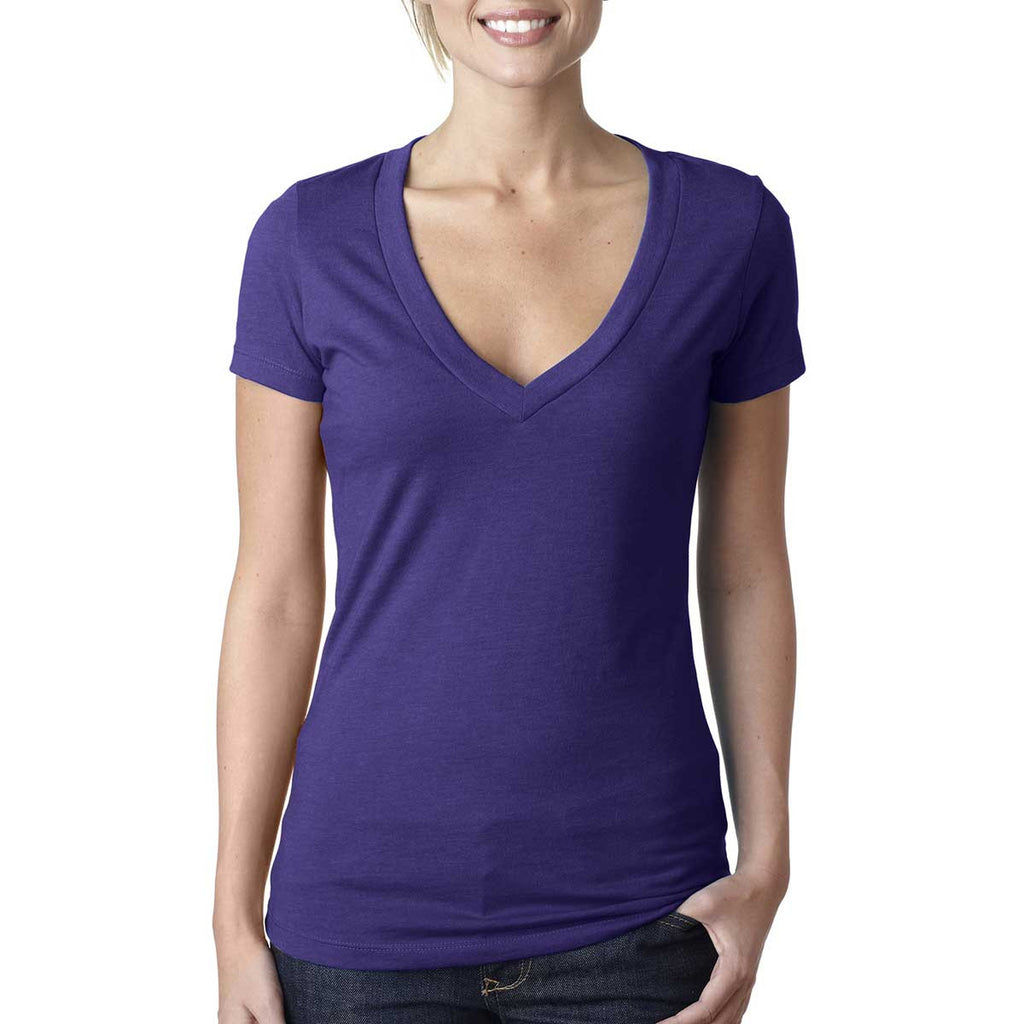 Next Level Women's Purple Rush CVC Deep V Tee