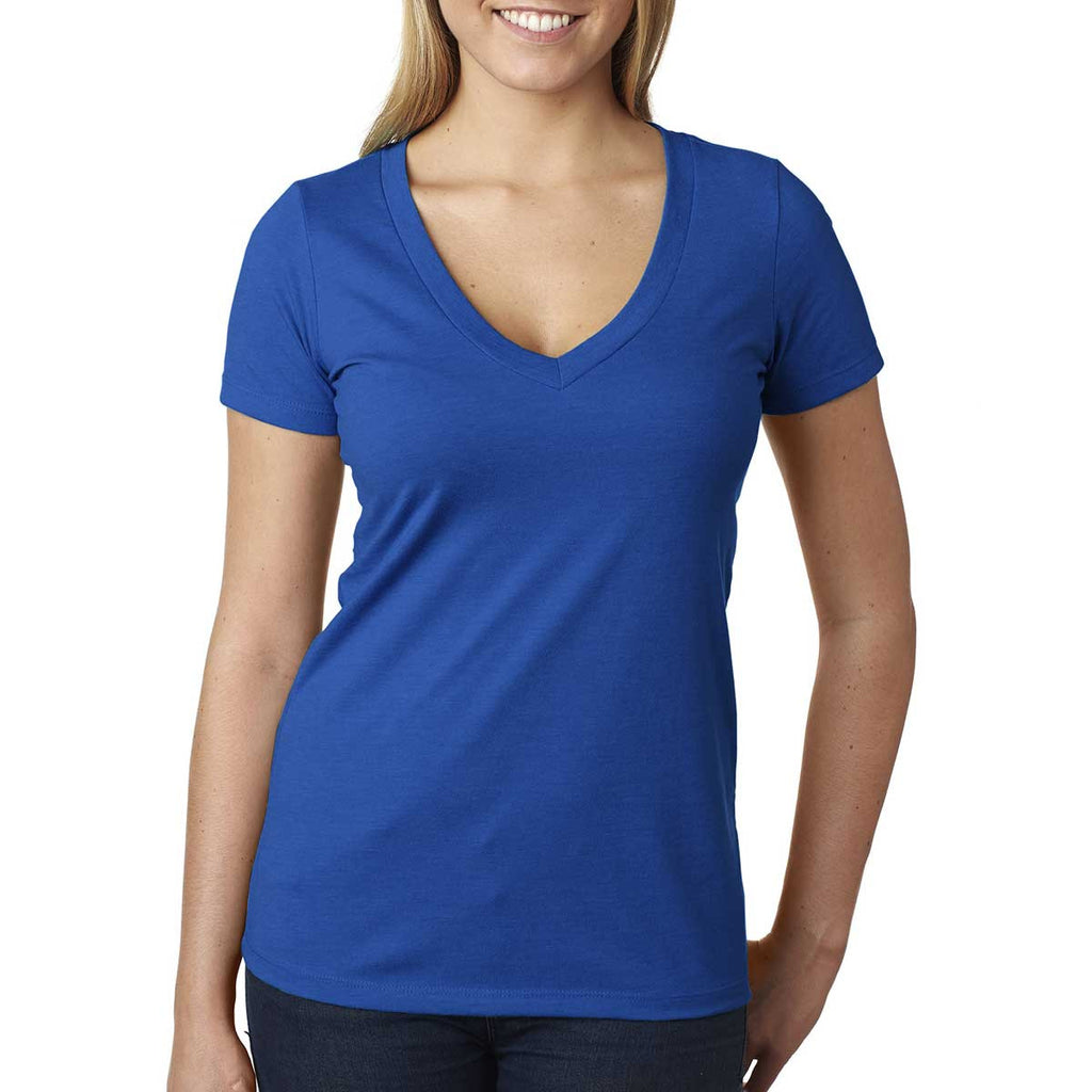 Next Level Women's Royal CVC Deep V Tee