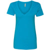 Next Level Women's Turquoise CVC Deep V Tee