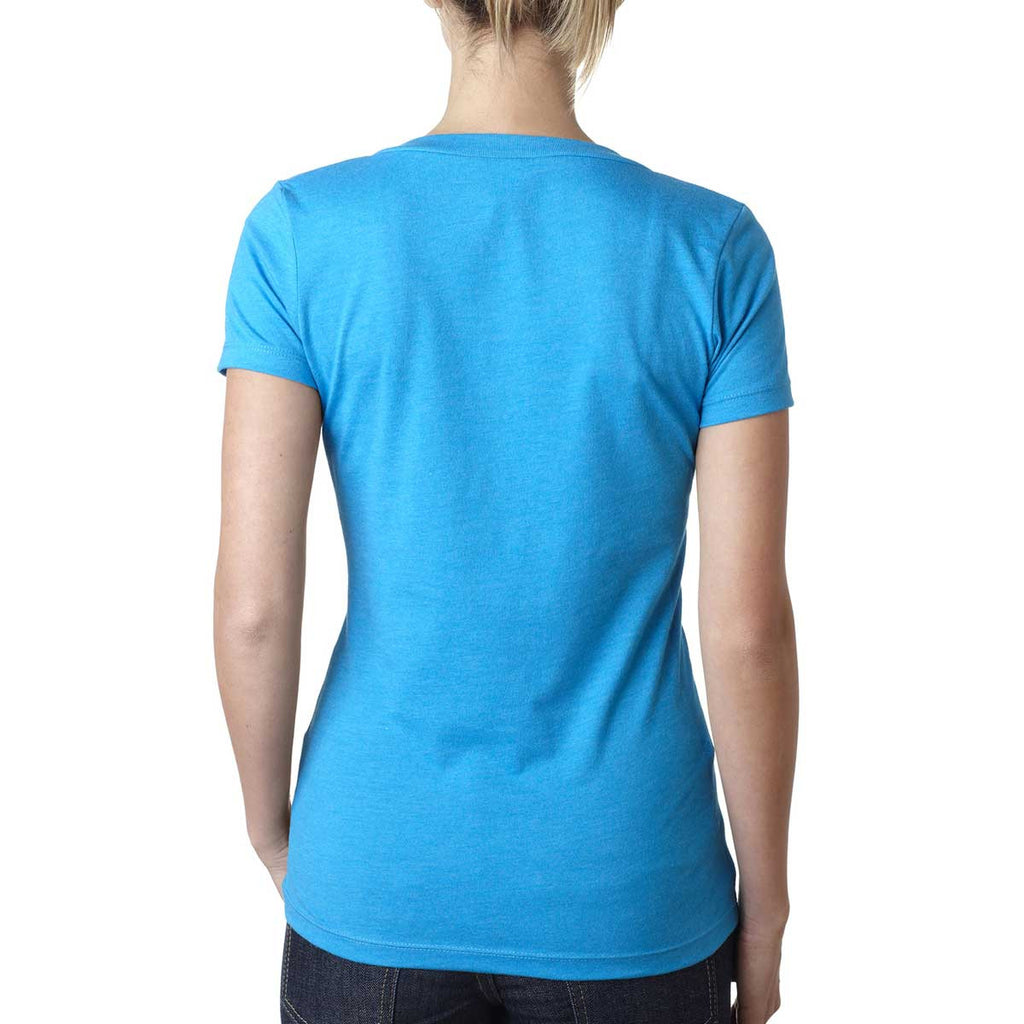 Next Level Women's Turquoise CVC Deep V Tee