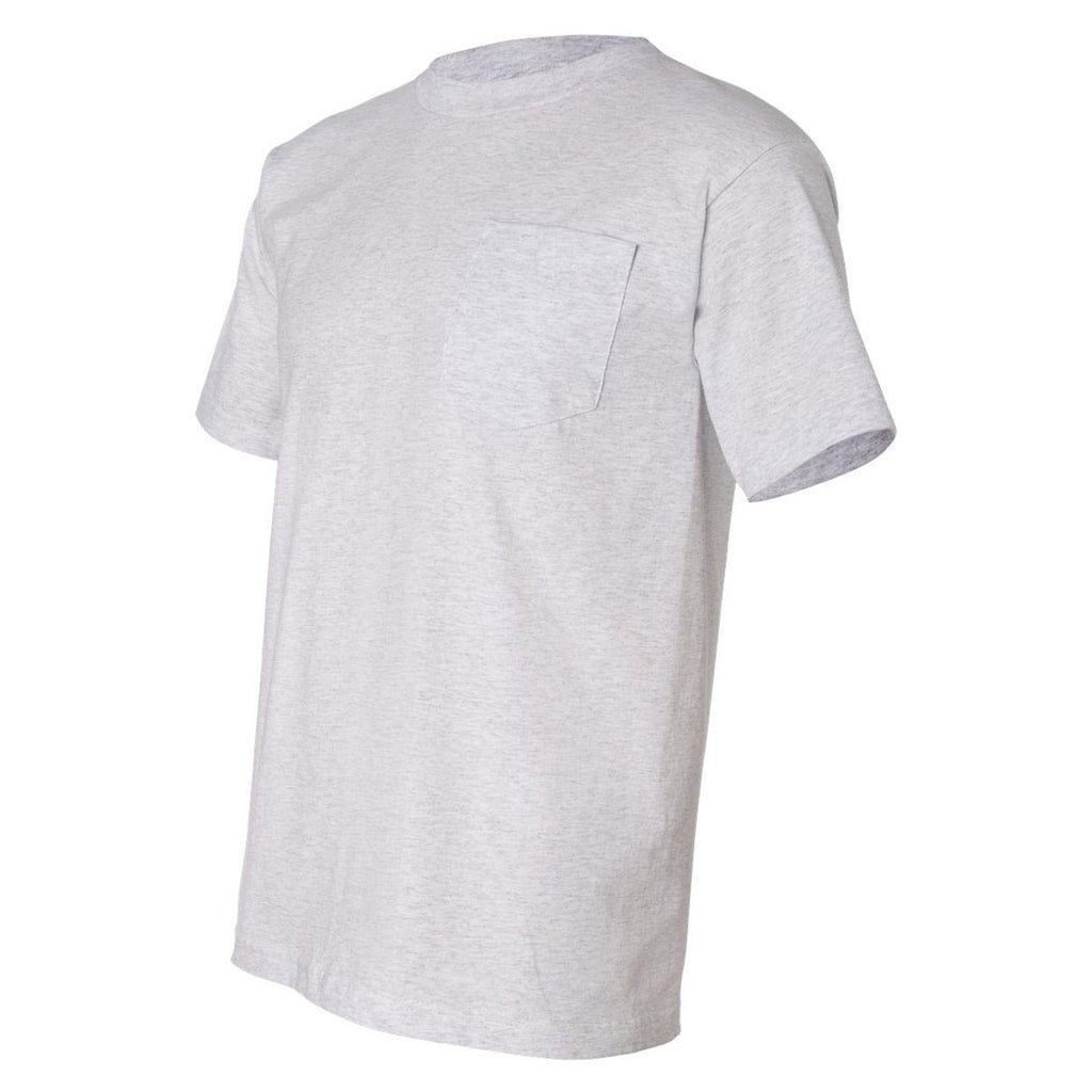 Bayside Men's Ash USA-Made Short Sleeve T-Shirt with Pocket