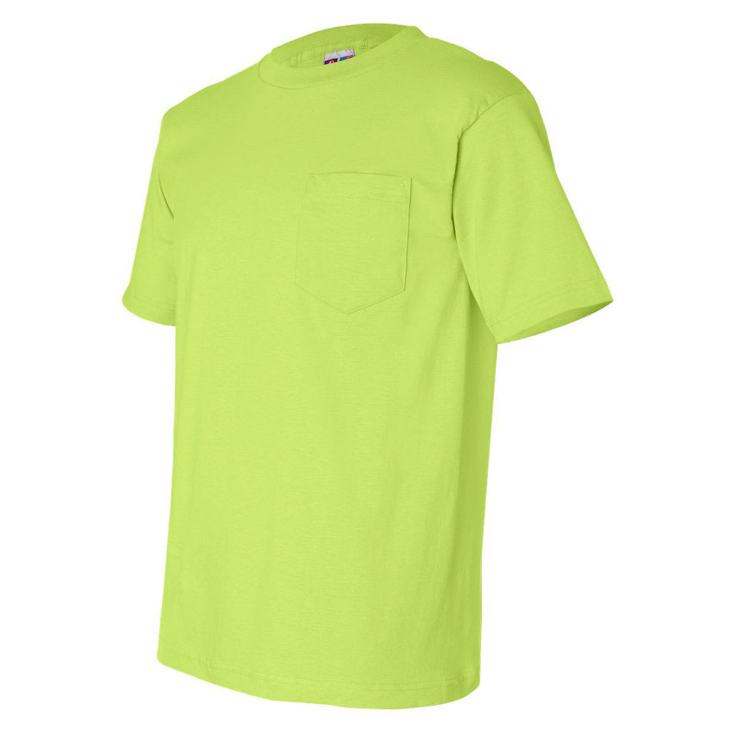 Bayside Men's Lime Green USA-Made Short Sleeve T-Shirt with Pocket