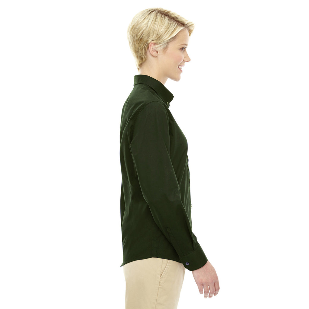 Core 365 Women's Forest Green Operate Long-Sleeve Twill Shirt