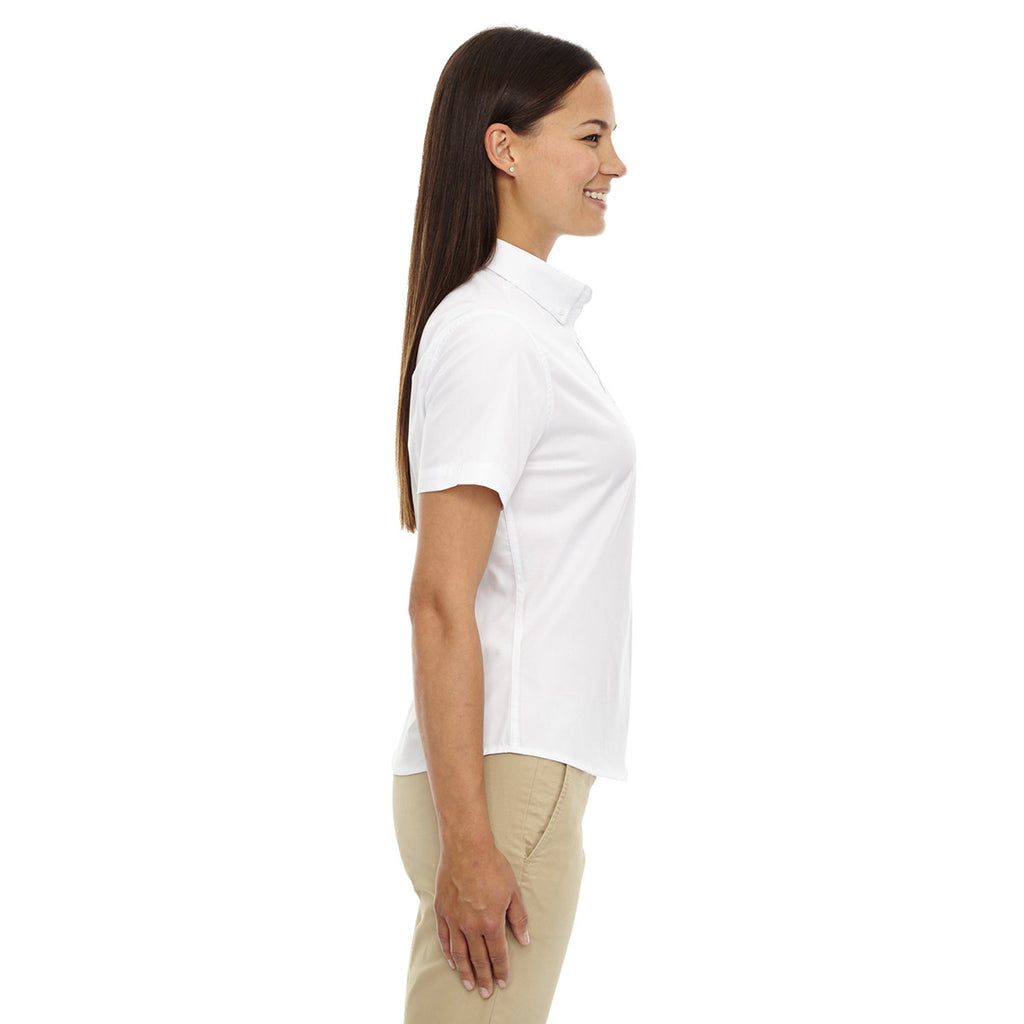 Core 365 Women's White Optimum Short-Sleeve Twill Shirt