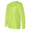 Bayside Men's Lime Green USA-Made Long Sleeve T-Shirt with Pocket