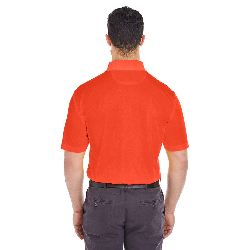 UltraClub Men's Orange Cool & Dry Mesh Pique Polo