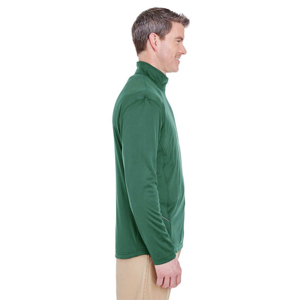 UltraClub Men's Forest Green Cool & Dry Sport Quarter-Zip Pullover